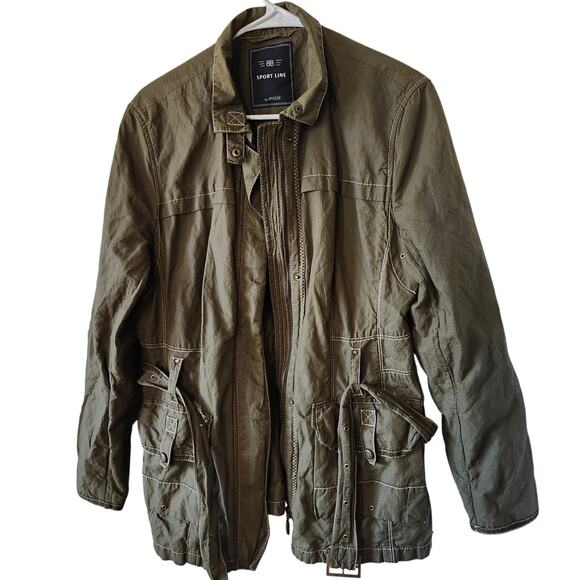 Basler Sport Jacket Womens UK 16 EU 42 Military Green Belted Full Zip - Picture 1 of 10